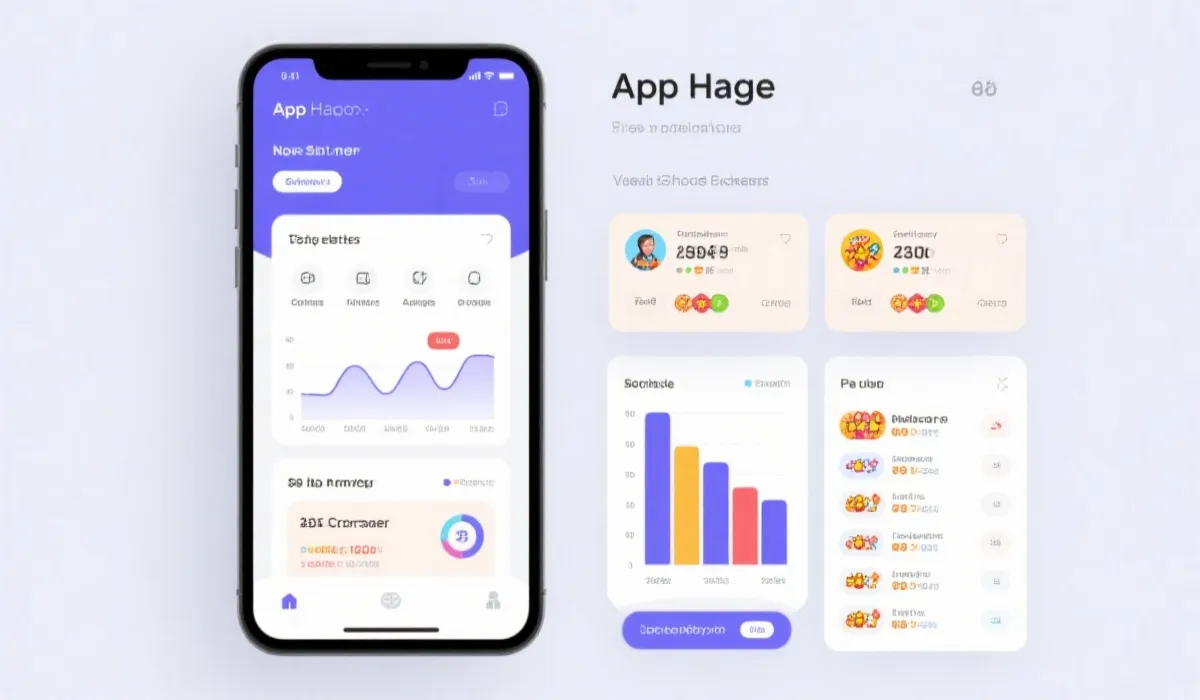 功能面板与数据卡片示意图